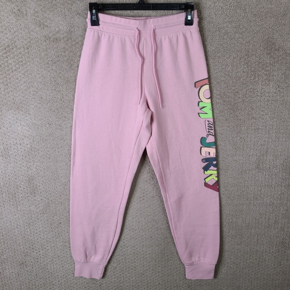 Tom And Jerry Pants Womens XS Pink Jogger Sweatpants Cartoon Cotton Blend